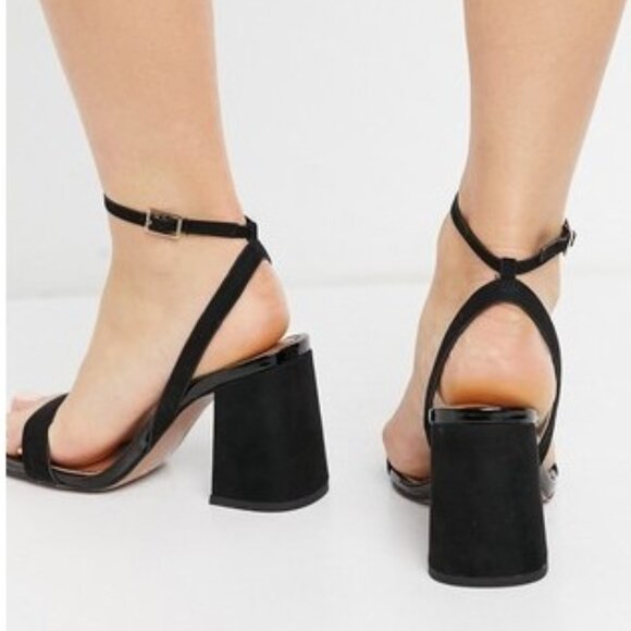 ASOS Design Faux Suede Wide Fit Hudson barely there Block Heel Sandals 8W - Picture 2 of 14